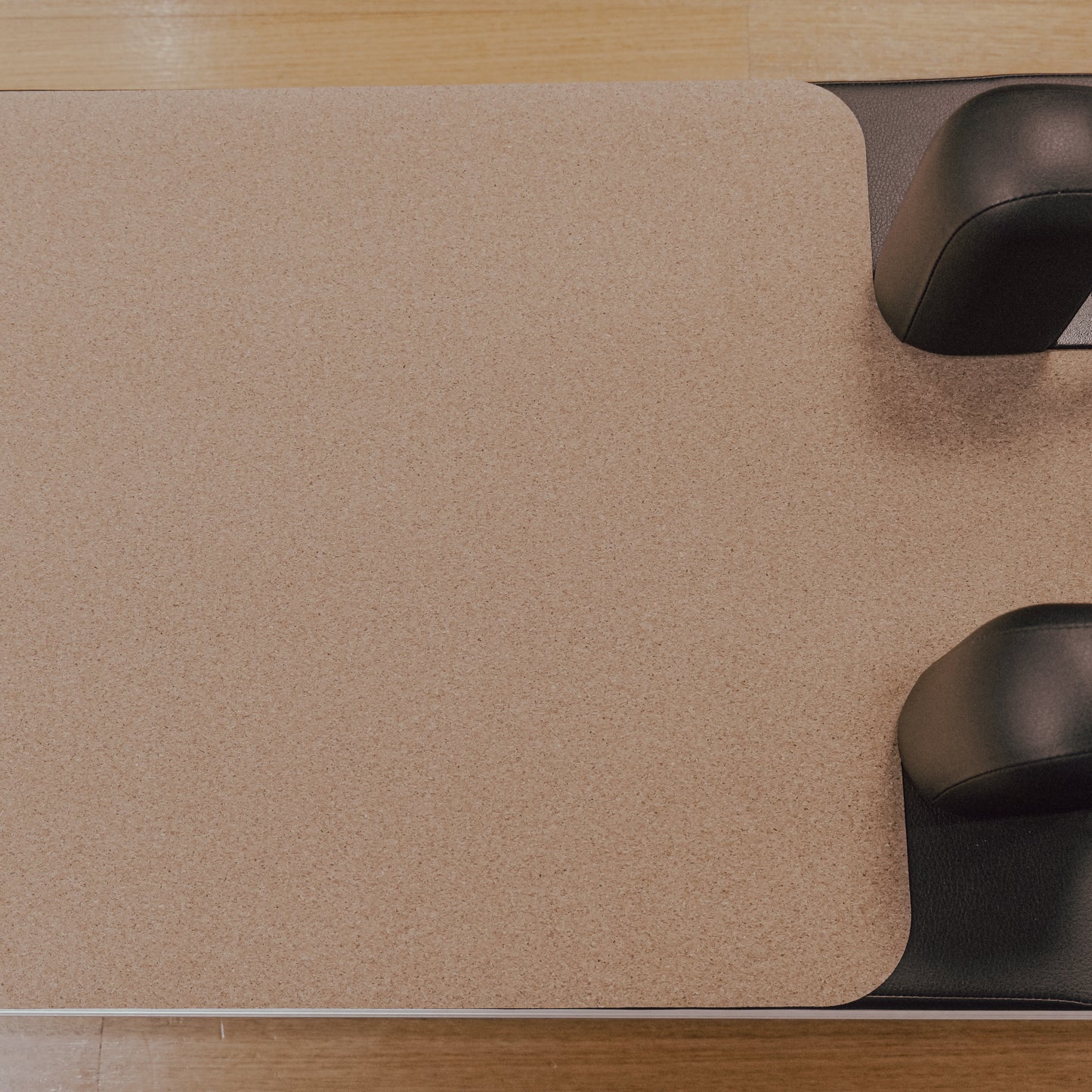 Original cork and natural rubber Pilates reformer mat.